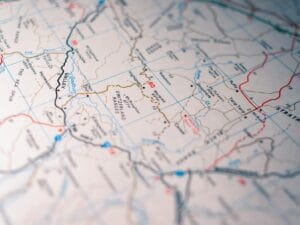 close up of a map